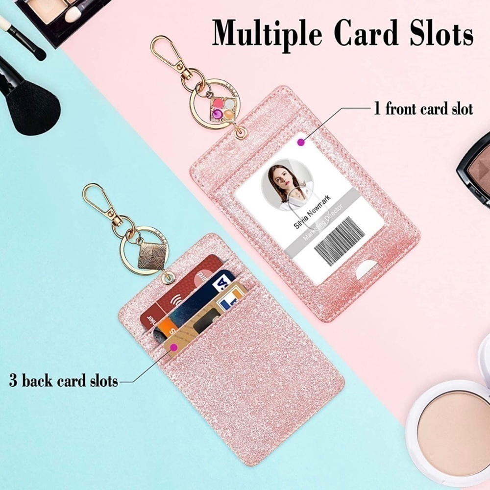 ð
ºpink Glitter Badge Reel Wallet Card Holder - Picture 1 of 5